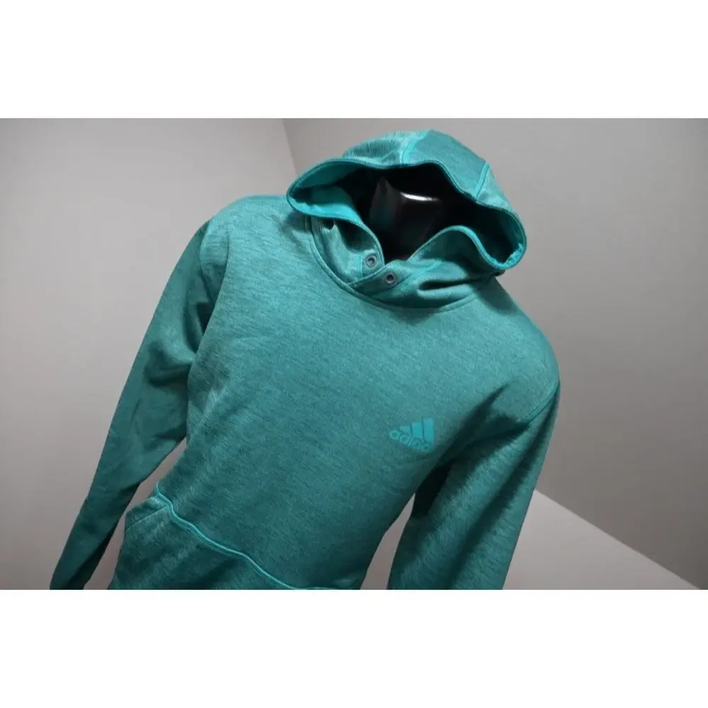 Adidas Hoodie Pull Over Fleece ClimaWarm‎ Teal Athletic Sweater Mens Size Large